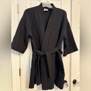 Black Waffle Knit Robe